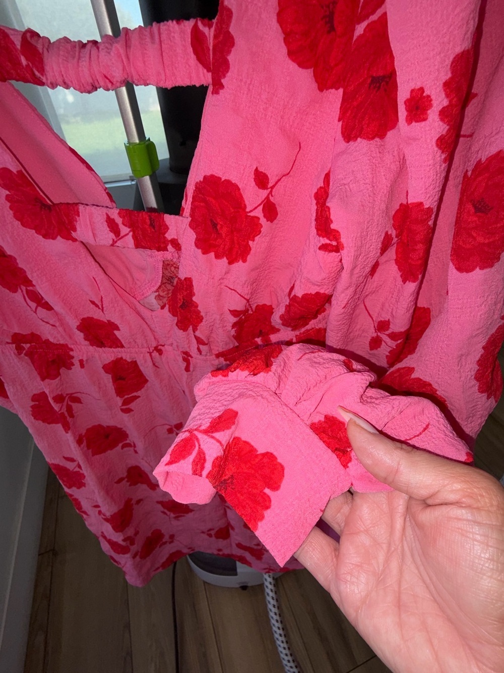 Crystal Doll Open Back Floral Cutout Mini Dress Pink Red Cottagecore S - Picture 3 of 7